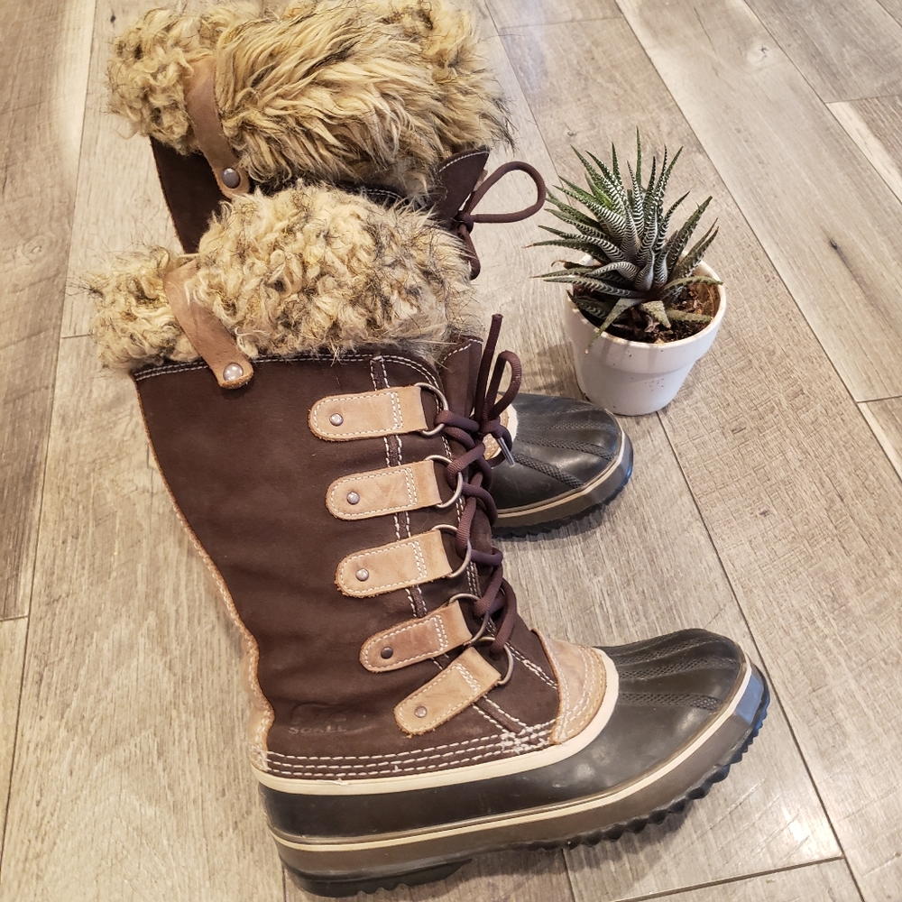 Sorel Joan Of Arctic Brown Waterproof Boots 7